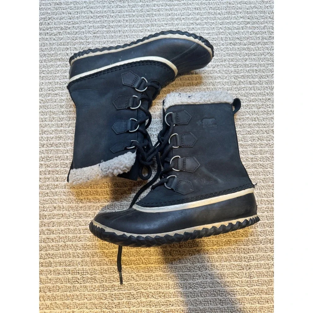 Sorel Women's Size 7 Black Waterproof Duck‎ Boots Faux Shearling Lined Winter